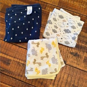 Carter's Kids Animal Print Blanket Set - Blue, Cream, Gray